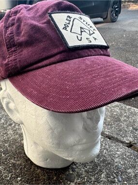 Poler Mountain Hat Cap Snapback Maroon Corduroy Adjustable Patch